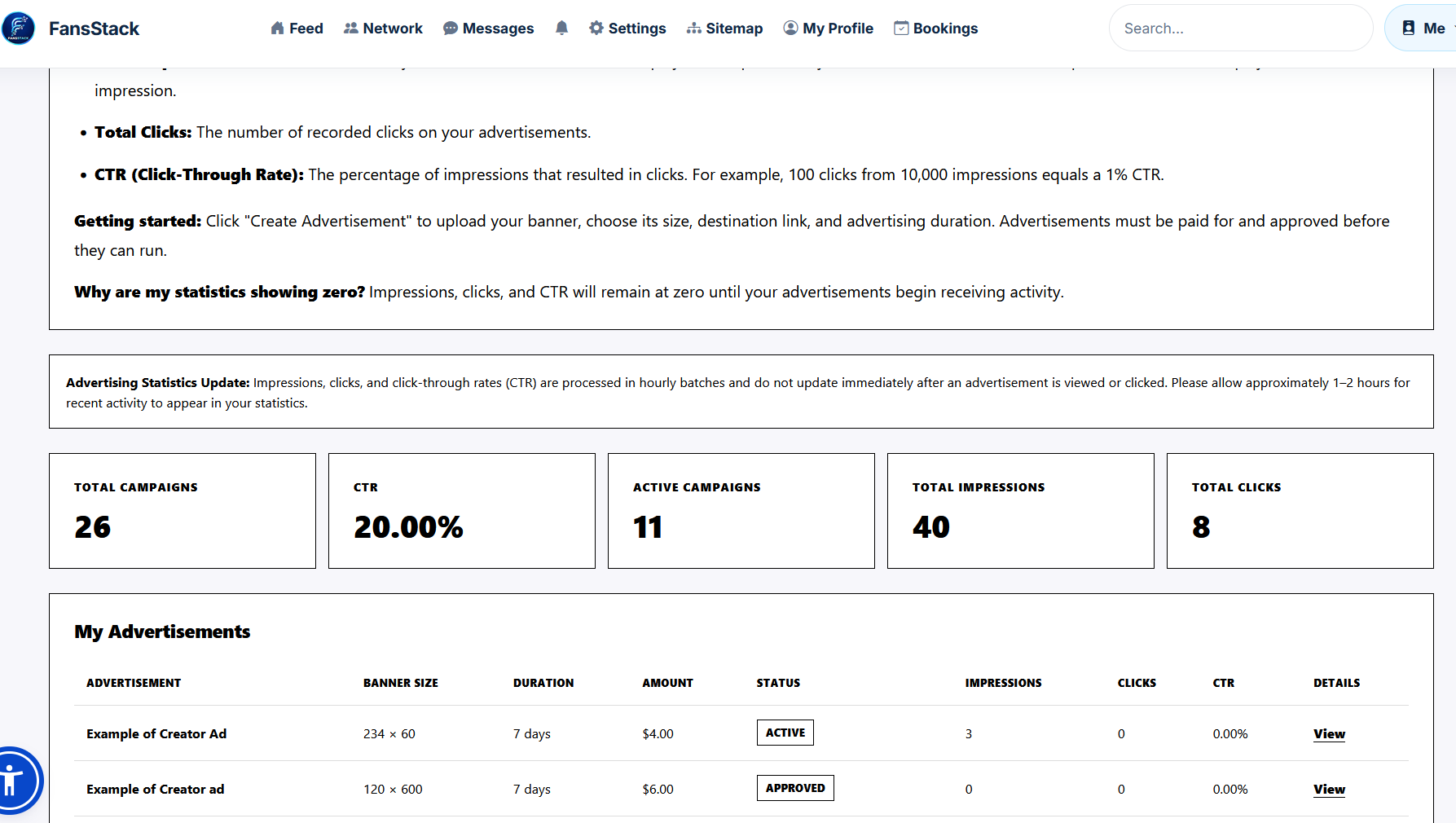 FansStack Advertising Hub