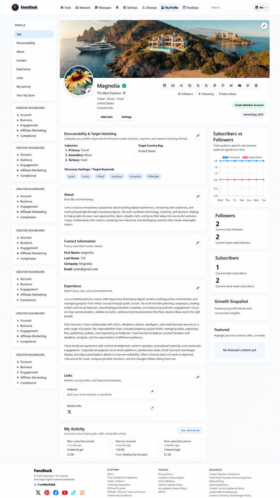 FansStack creator profile